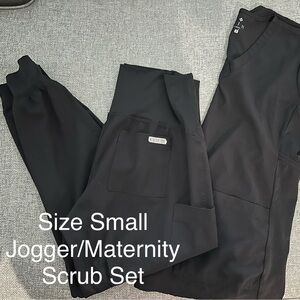 Black Jogger Maternity Scrub Set